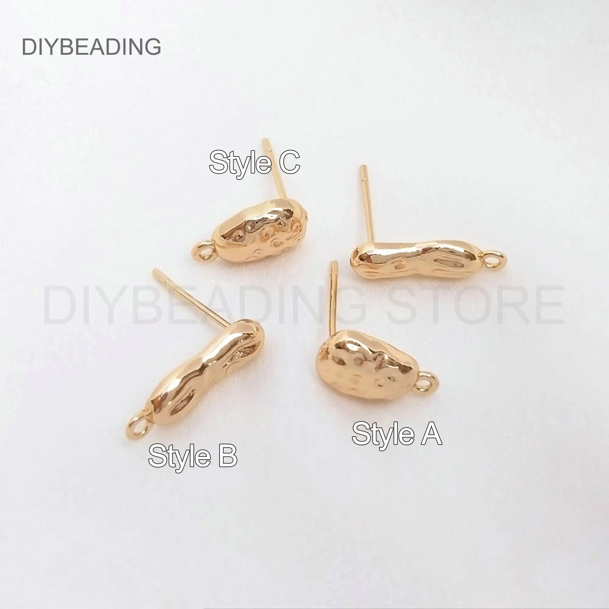 Gold Earrings for Women 14K Real Gold Plated Blank Charm Earring Post Materials for Jewelry Making Lots Supply (925 Silver Pin)