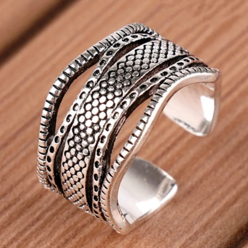 

Sam Panda 925 Sterling Silver Geometry Ring For Women Retro Personality Hegemony Adjustable Jewelry Gift Dropshipping