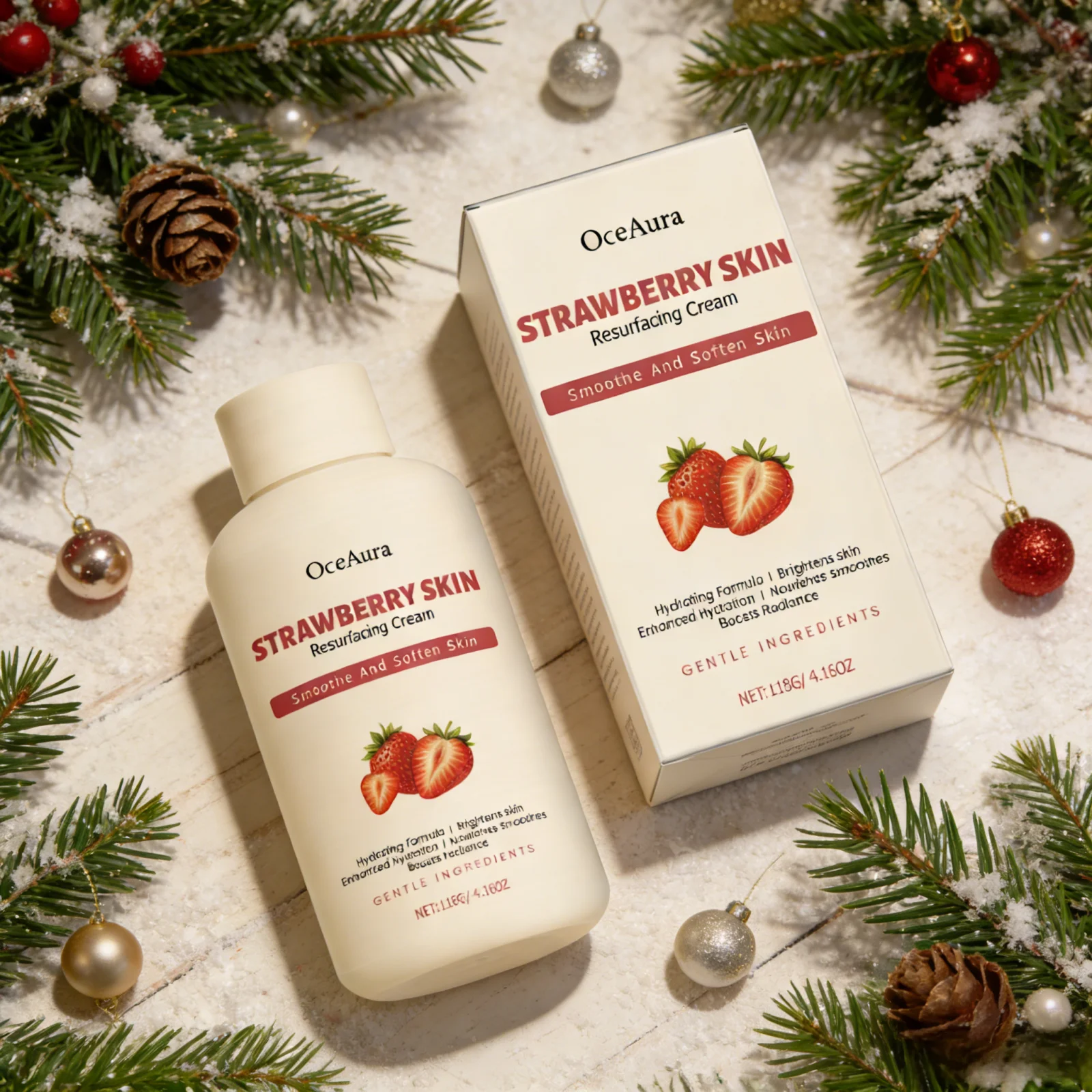 OceAura Strawberry Body Cream Salicylic Acid for Acne Remover Lighten Skin Resurfacing Glycolic Acid Moisturizing Body Cream - view 2