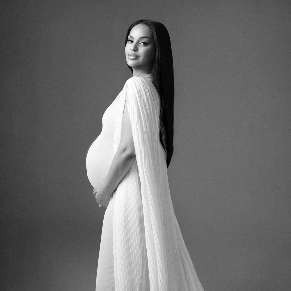 Maternity Photography Props Flowy Cape Sleeve Gown Dynamic Posing Dress Pregnant Women Picture Shooting Clothes