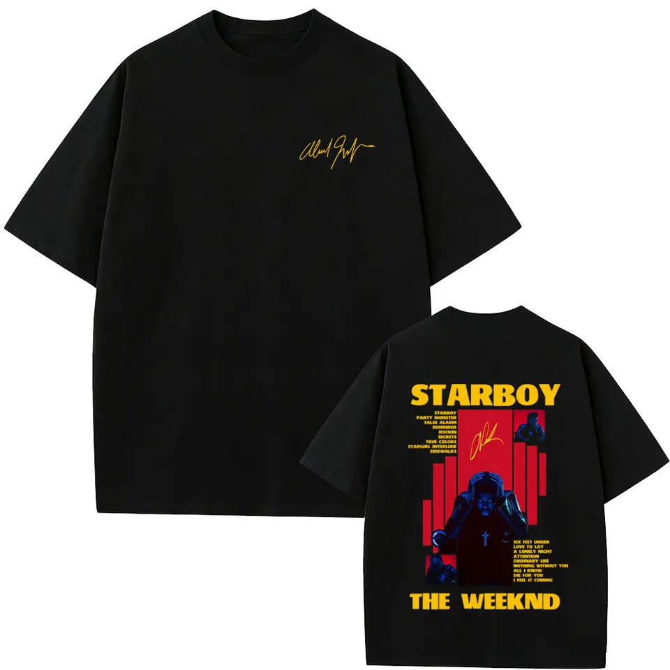 Rapper The Weeknd Starboy Album Graphic T-shirt Men Women Hip Hop