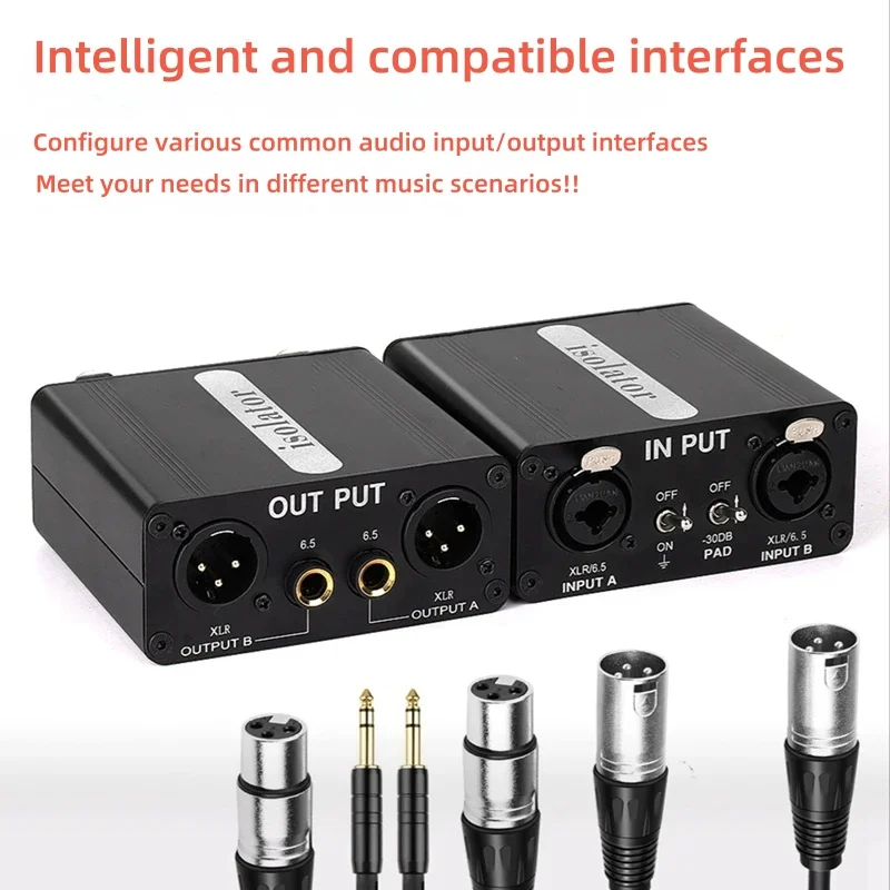 4-In-1 Multifunct Audio Isolator Multi-Channel 6.5 XLR RCA Stereo Eliminate Current Acoustic Noise Filter Audio Isolator