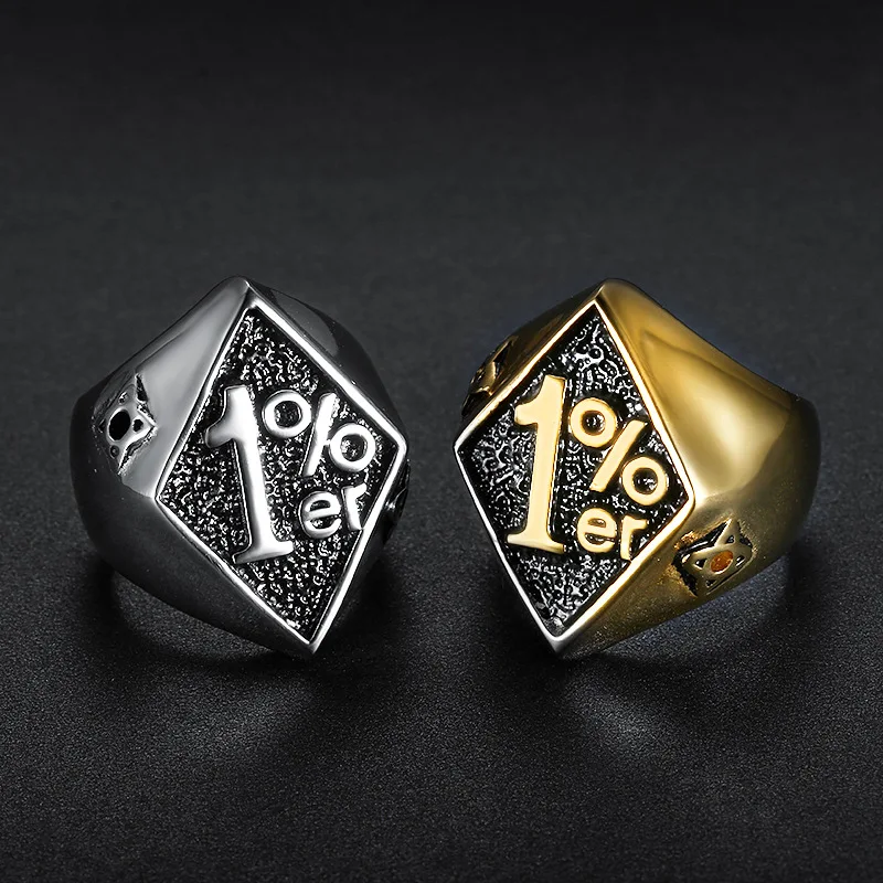 Totem Dart Ringe Nummer 1% Edelstahl Herren Hip Hop personalisierter Ring Modeschmuck