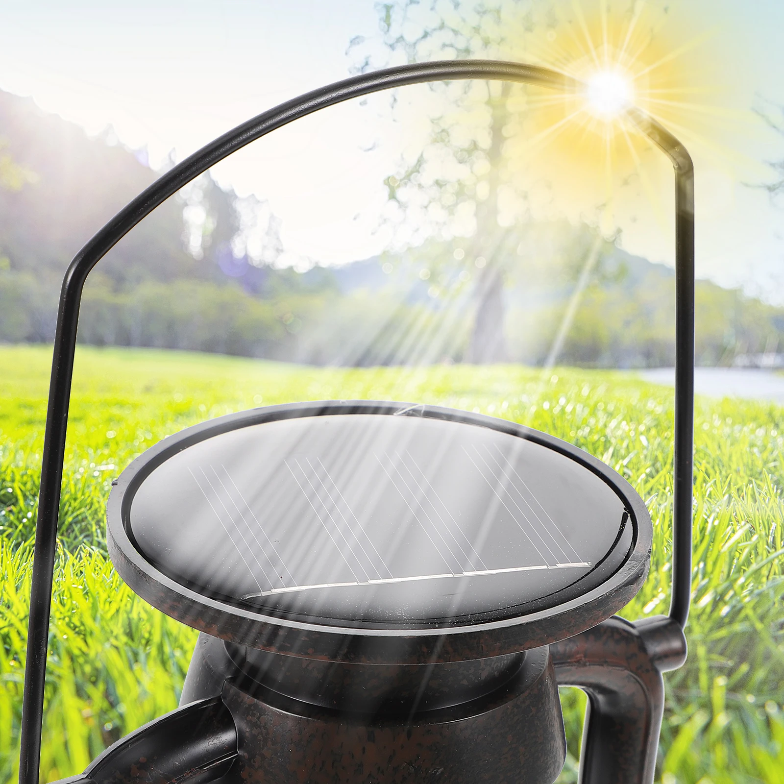 

Retro LED Solar Lantern Flickering Flame Outdoor Portable Hanging Solar Lantern for Garden Camping Decorative Landscape Lighting