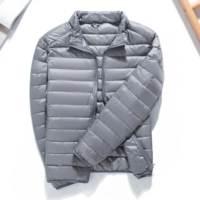 Piumino da uomo ultraleggero con colletto in piedi, da viaggio, ultraleggero e portatile, nuova serie, caldo piumino d'anatra bianco pieghevole
