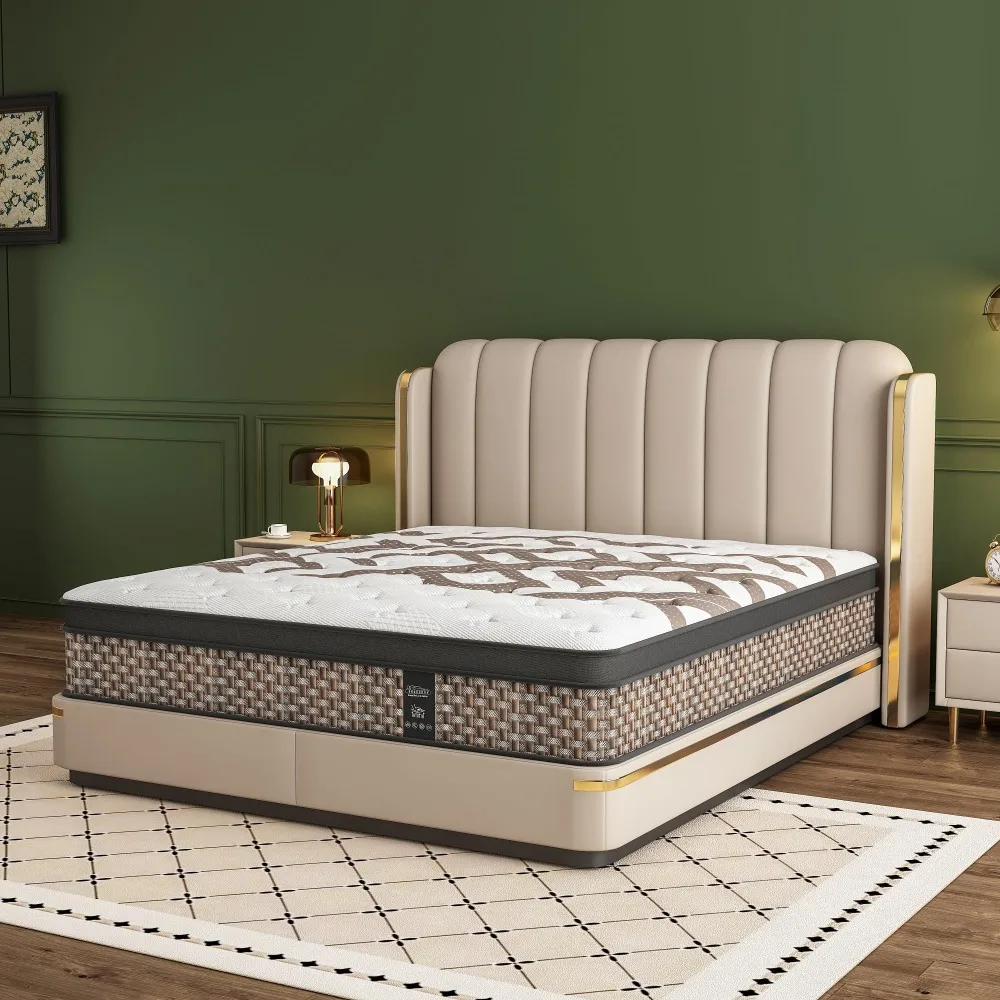 Queen Size Mattress, 14 inch Hybrid Mattress with protector, Edge Support