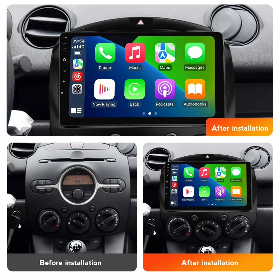 MEKEDE For Mazda 2 2007 - 2014 IPS Screen Car Radio Wireless Carplay FM DSP Autoradio BT GPS Stereo Intelligent Car Audio System