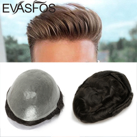 Knots Skin Pu Toupee Men Human Hair Hairpieces Natural Front 0.06-0.08mm Knot Thin PU Replacement System Human Hair Men Toupees