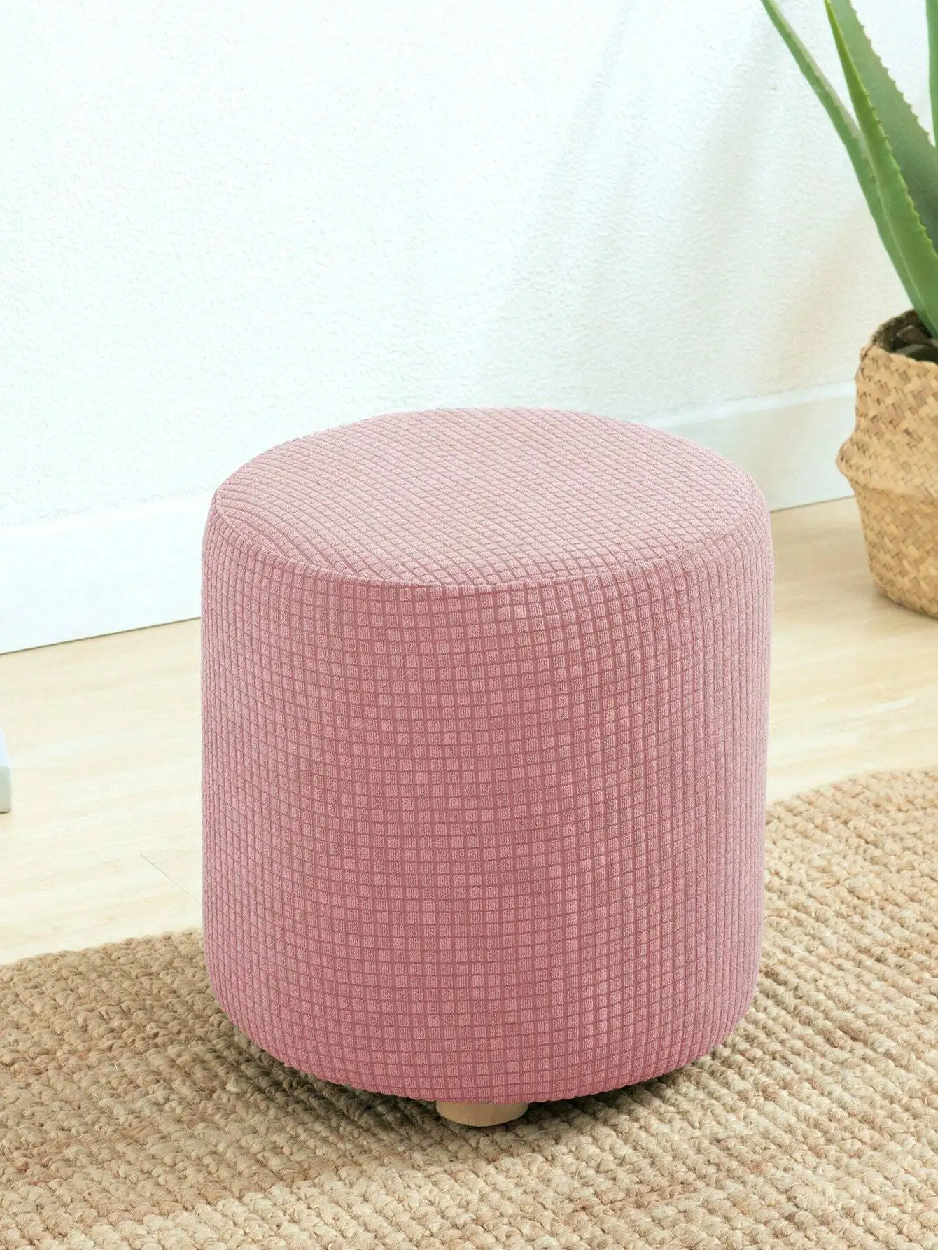 Water-Resistant Plaid Pattern Small Cylinder Stool Cover Cobertora para lavadora Anti vibration pads Rubber demper e step