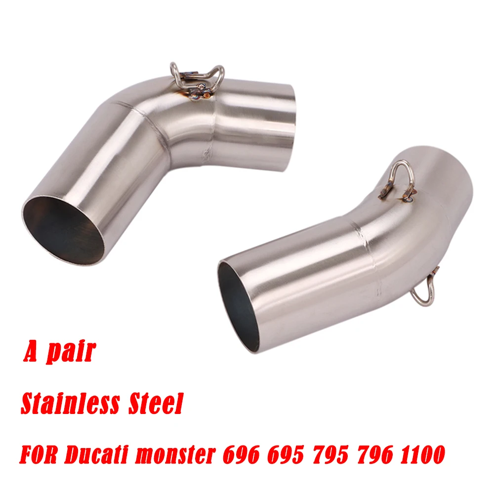 51MM Mid Link Pipe For Ducati Monster 696 695 795 796 1100 Motorcycle Exhaust Muffler Connect Tube One Pair Stainless Steel