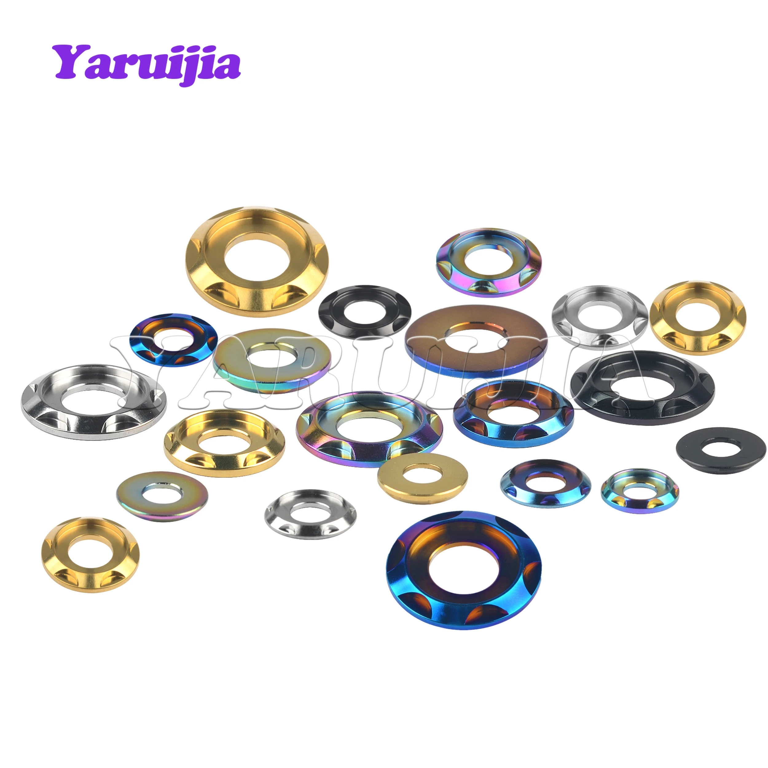 Yaruijia Titanium Spacer Washers M5/M6/M8/M10 Gasket for Bike Motorcycle Car Decorative Washers
