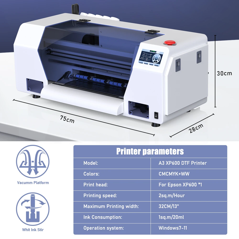 New Upgraded A3+ XP600 DTF Printer 33CM DTF Impresora T-shirt Printing Machine with Oven No Spot Color Required A3 DTF Printer