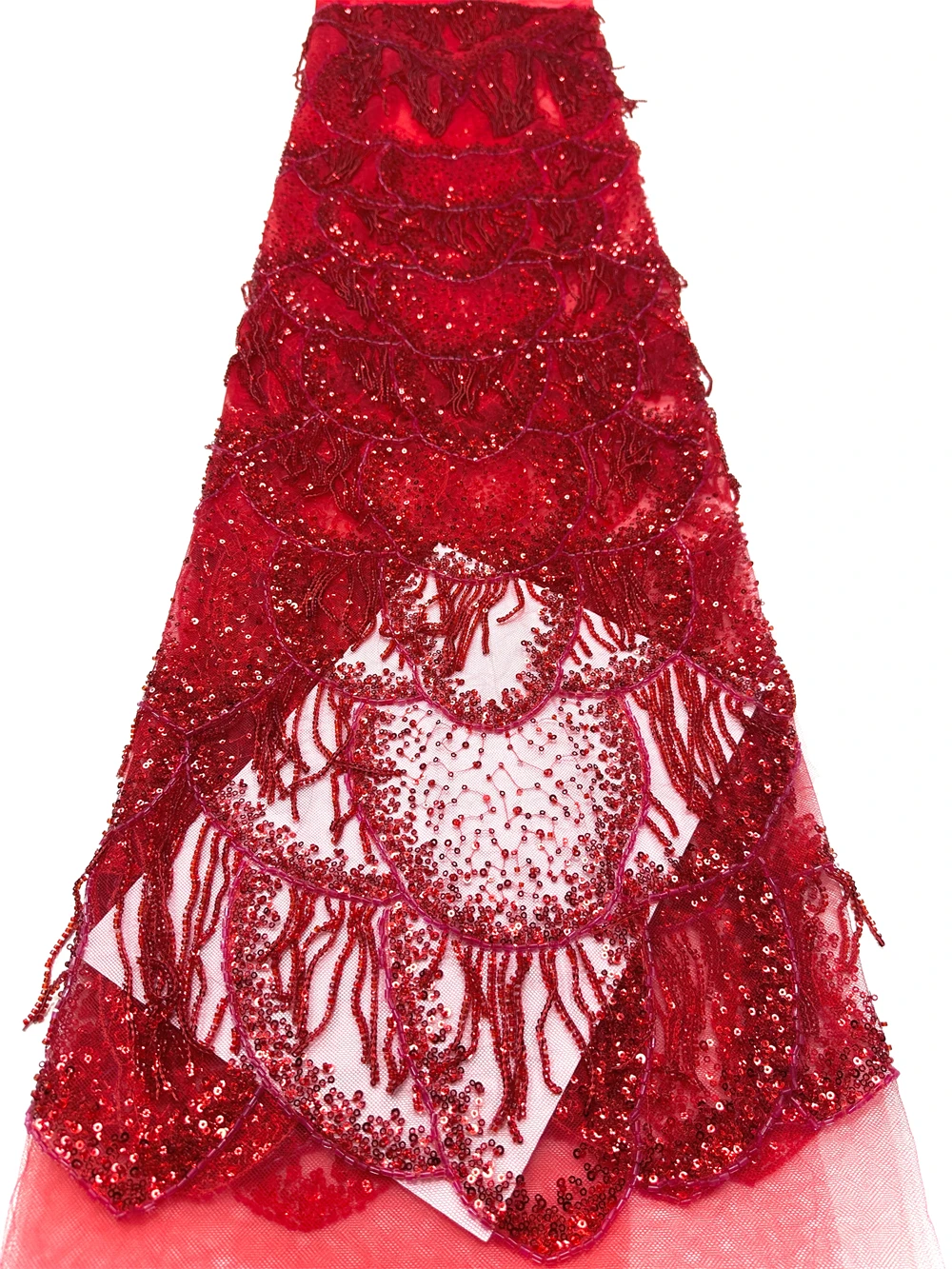 Luxury Handmade Nigerian Beaded Lace Fabric 2026 High Quality Sequins Beaded Embroidery African French Style for Dress Making