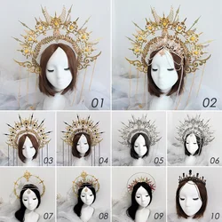 Gothic Crown Lolita Tiara Crown Headband DIY Material Halloween Vintag Goddess Baroque Headpiece DIY Kit Photoshoot