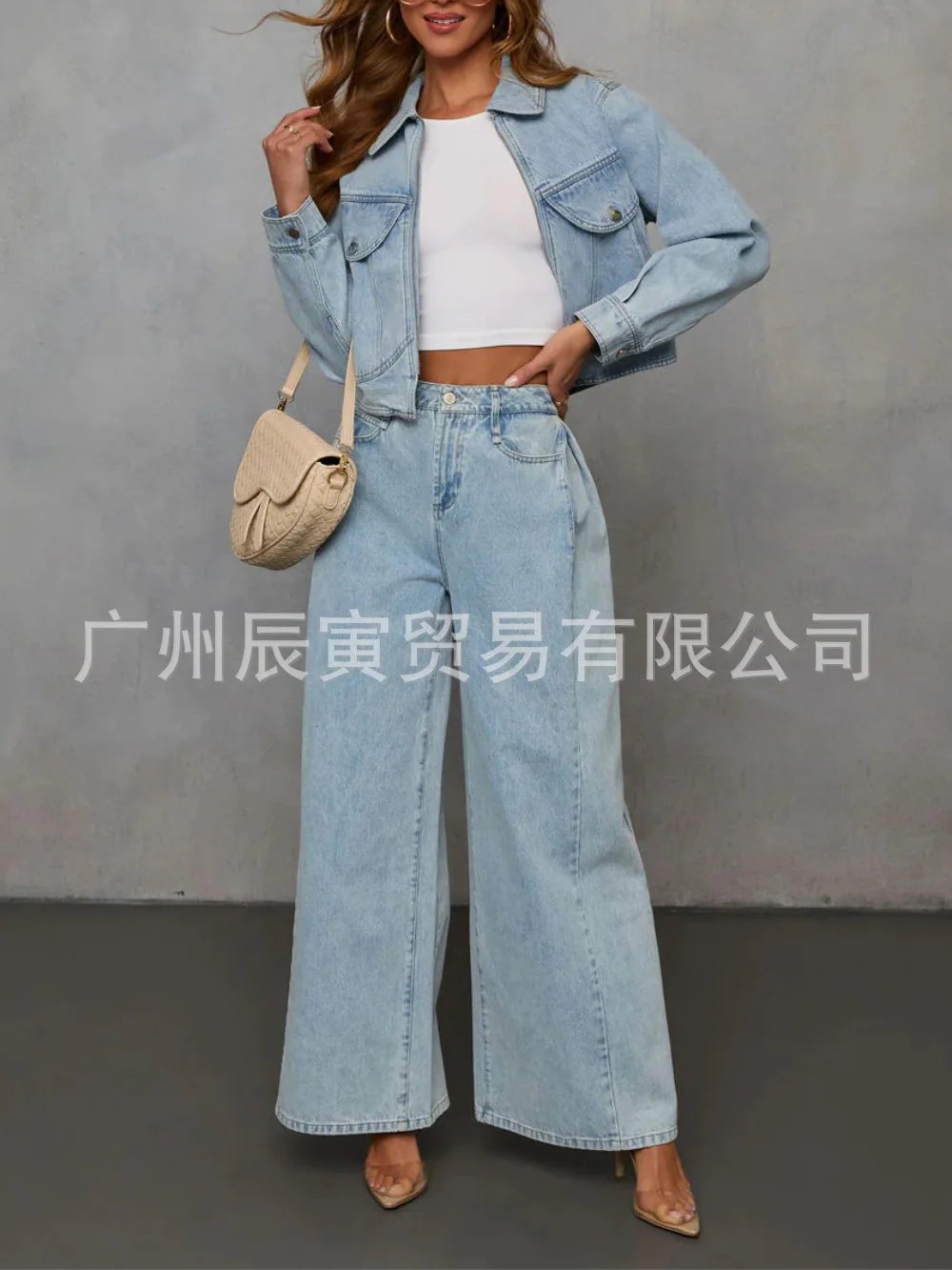 

Женское джинсовое пальто, кардиган на молнии, однотонные куртки с отложным воротником и карманами, осень 2024, уличная стираная потертая куртка, сращенная