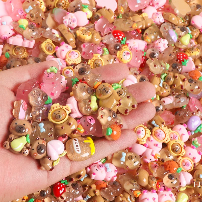 

Набор из 10 штук: Аксессуары из смолы в виде капибары для детского творчества, украшения для дома, маленькие декоративные фигурки