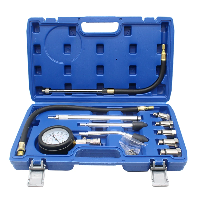 Professional AUTO TOOLS Petrol Engine Cylinder Compression Gauge Tester Kit Cylinder Tester With M10 M12 M14 M16 M18