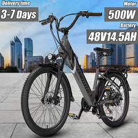 LANKELEISI Electric Bicycle 500W Brushless Motor 48V14.5AH Removable Battery City Aldult E-bike 24 Inch Tire Trend Electric Bike
