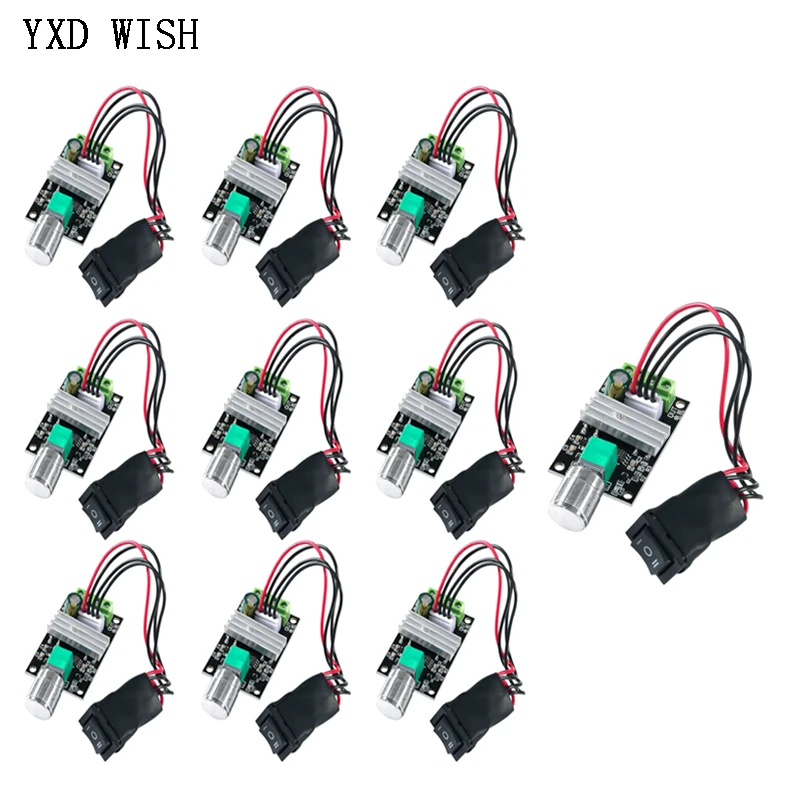 10pcs Motor Control 6V 12V 24V 28V 3A 80W DC Motor Speed Controller PWM Speed Adjust Reversible Motor Driver Switch Reversing