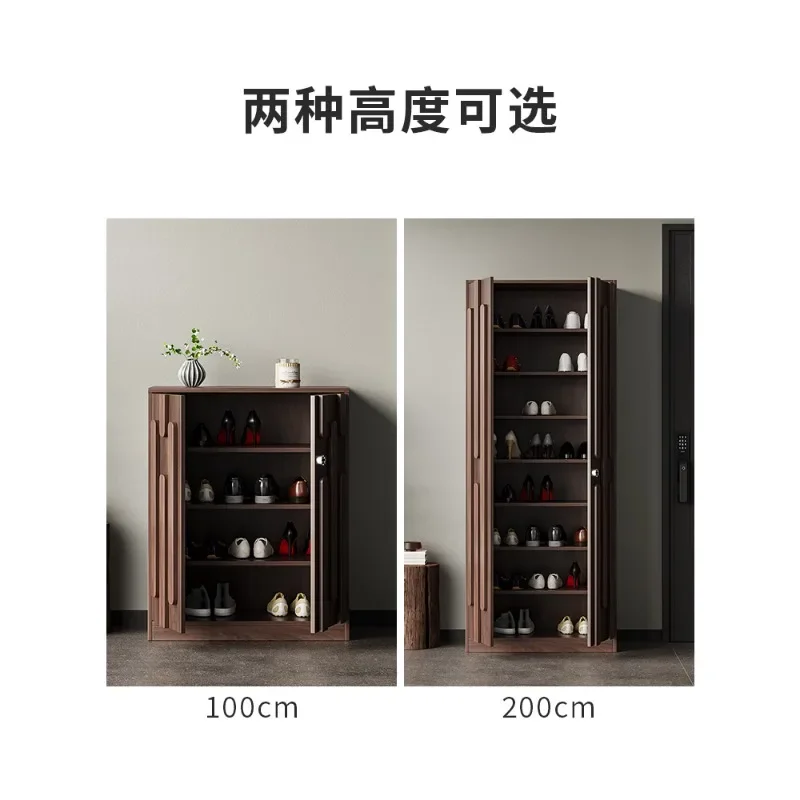Shoe cabinet household door integrated against the wall solid wood Chinese large-capacity entrance cabinet password lock