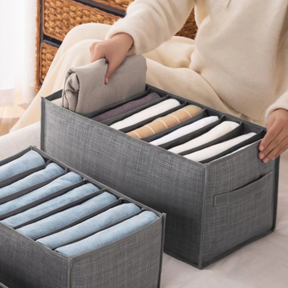 9-Panel Pants Clothing Storage Box Jeans Compartment Sorting Bag Partition Basket Home Wardrobe Organizer Layered Design
