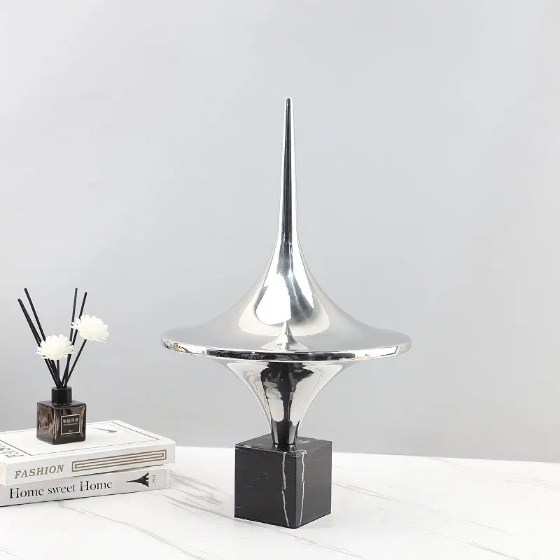 Room decor abstract art sculpture high-end stainless steel mirror top decoration living room foyer TV cabinet home decor