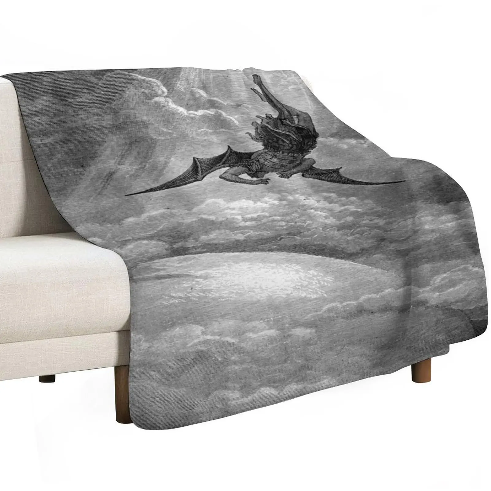 Enhanced, High Res Gustave Doré The Fall of Satan 1866 Throw Blanket Soft Home Decor Blanket for Couch Bedroom