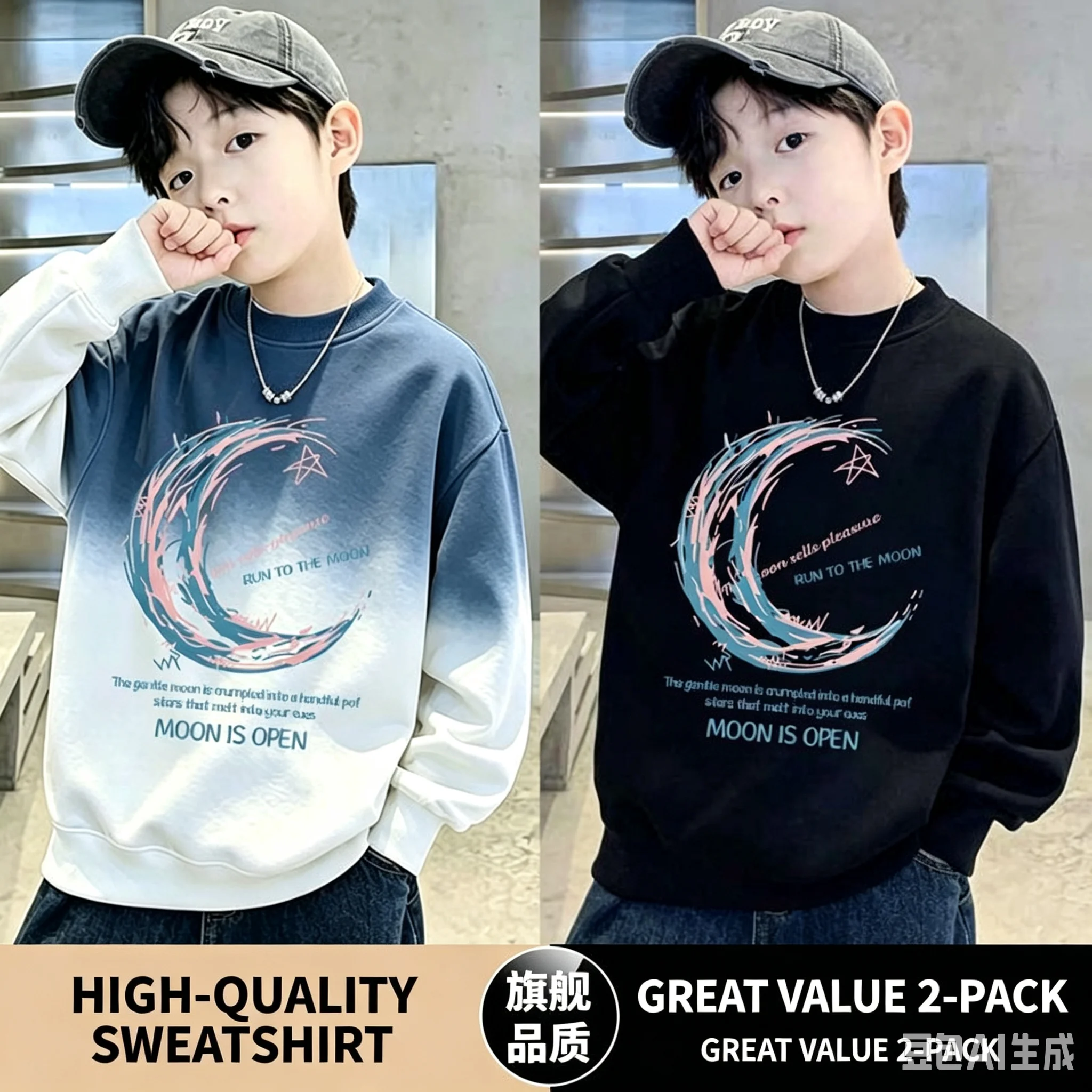 Spring Autumn 2026 Kids Hoodie Set For Boys Color Block Long Sleeve Top Children's Clothing Large Size 2 Pieces Outfit