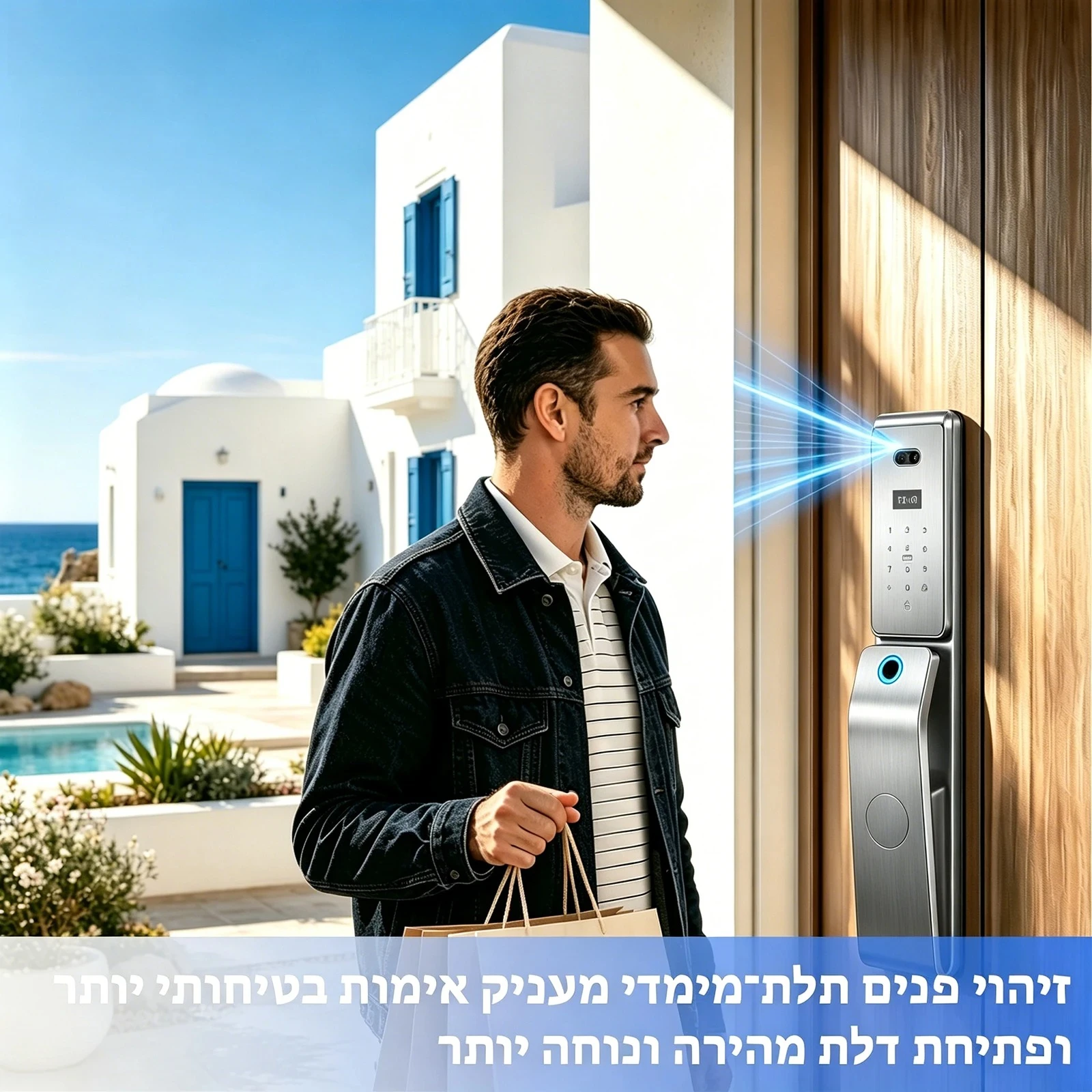 SmarDeer Israel 6590 Mortise Smart Lock for Tuya,IP66 Waterproof 3D Face & Palm Vein Recognition Lock with Hebrew,Tuya Wifi Lock view 5