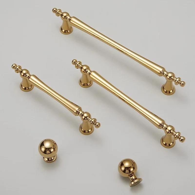 French Bright Gold Brass Cabinet Handle American Light Luxury Cabinet Handle Creative Personalized Furniture Handle Drawer Knob