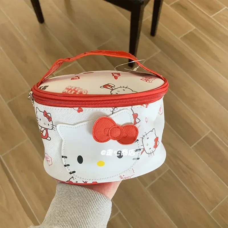 

Sanrio Makeup Bag for Women College Student Girls Kawaii Hello Kitty PU Leather Waterproof Luxury Designer Cosmetic Bag