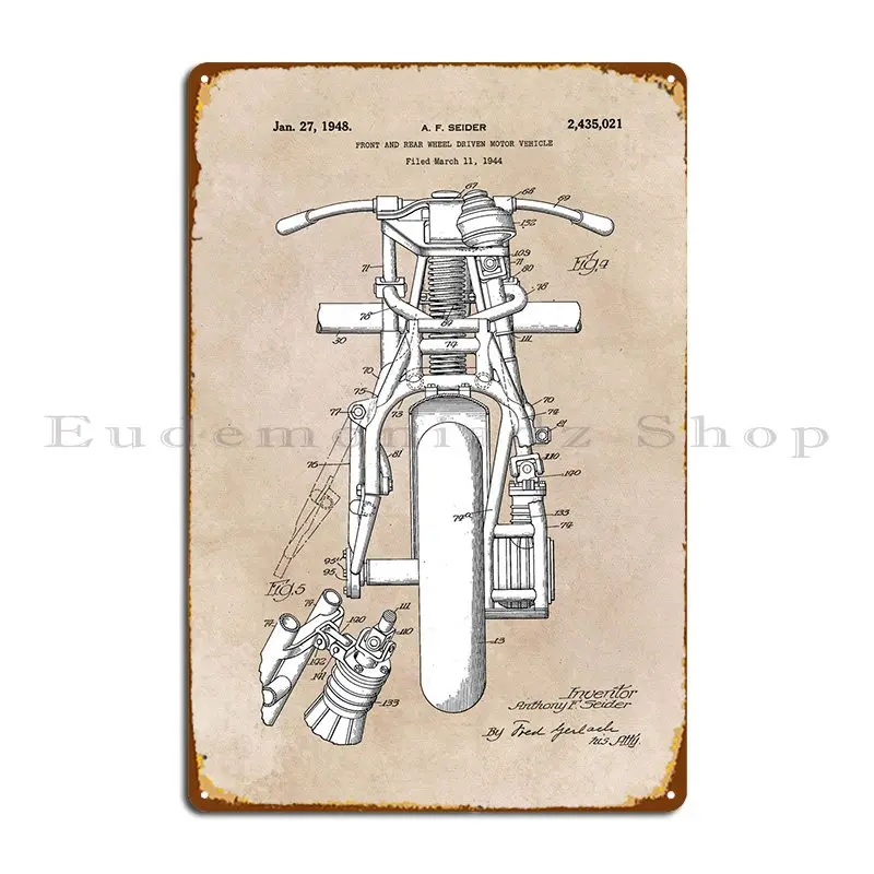 Patent Art Seider Front And Rear Wheel Driven Motor Veh ... Metal Plaque Poster Pub Mural Create Kitchen Customize Cinema