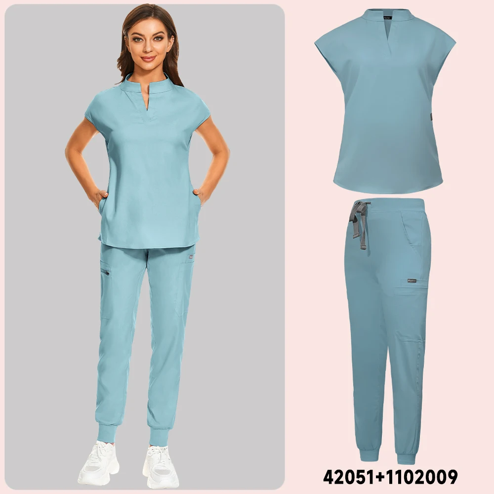 Slim Medical Uniforms Women Scrubs Sets Hospital Surgery Dental Clinic Beauty Spa Salon Lab Workwear Clothes Nurses Accessories