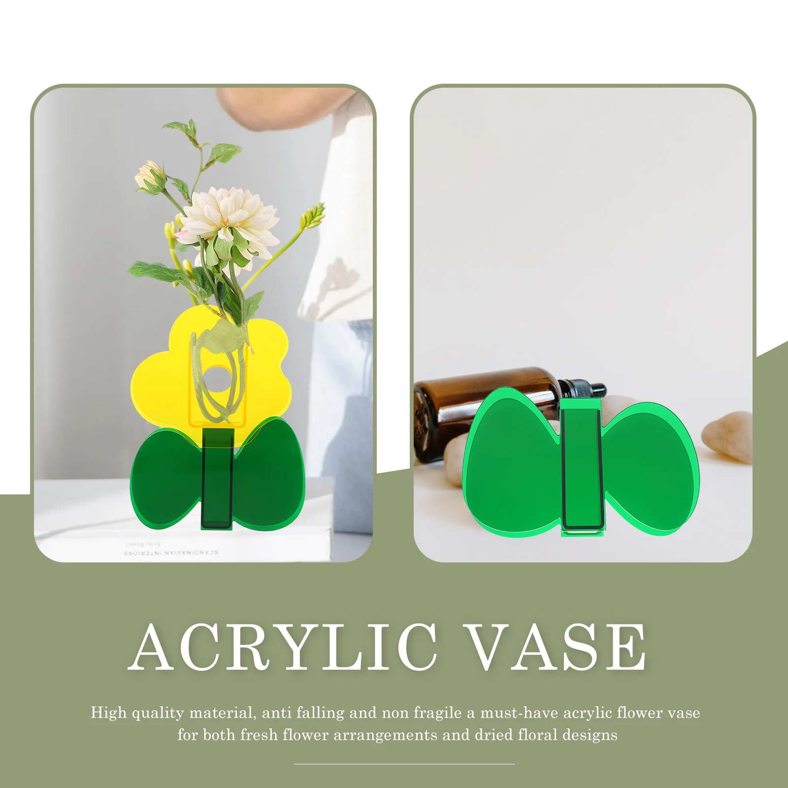 

Acrylic Vase Flower Shape Decorative Container Modern Rustic Home Office Floral Arrangement Dried Flowers Wedding Centerpiece