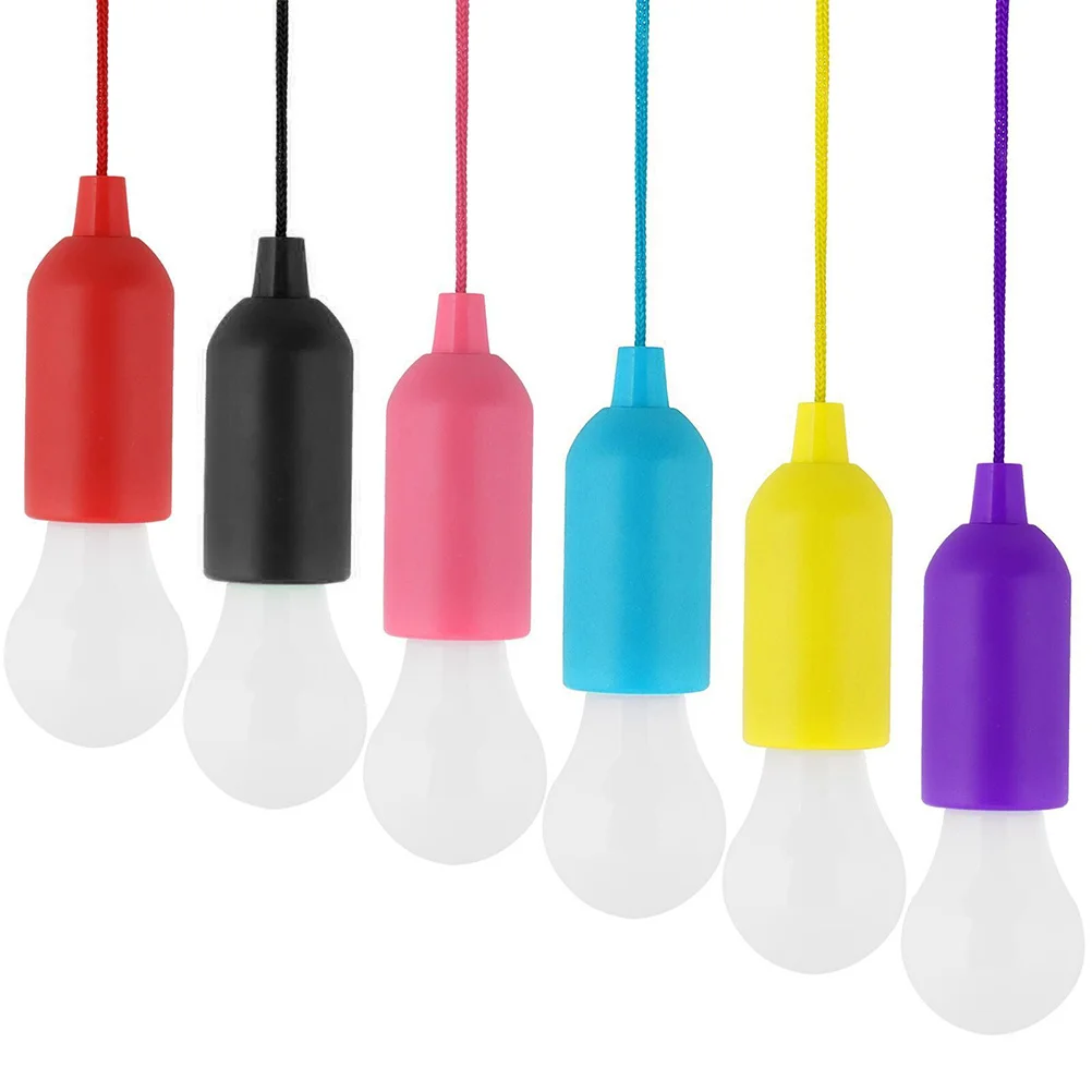 

6Pcs Hanging LED Pull Cord Light Durable Plastic Portable Operated Lanterns for Camping Garden Patio Shed Closet