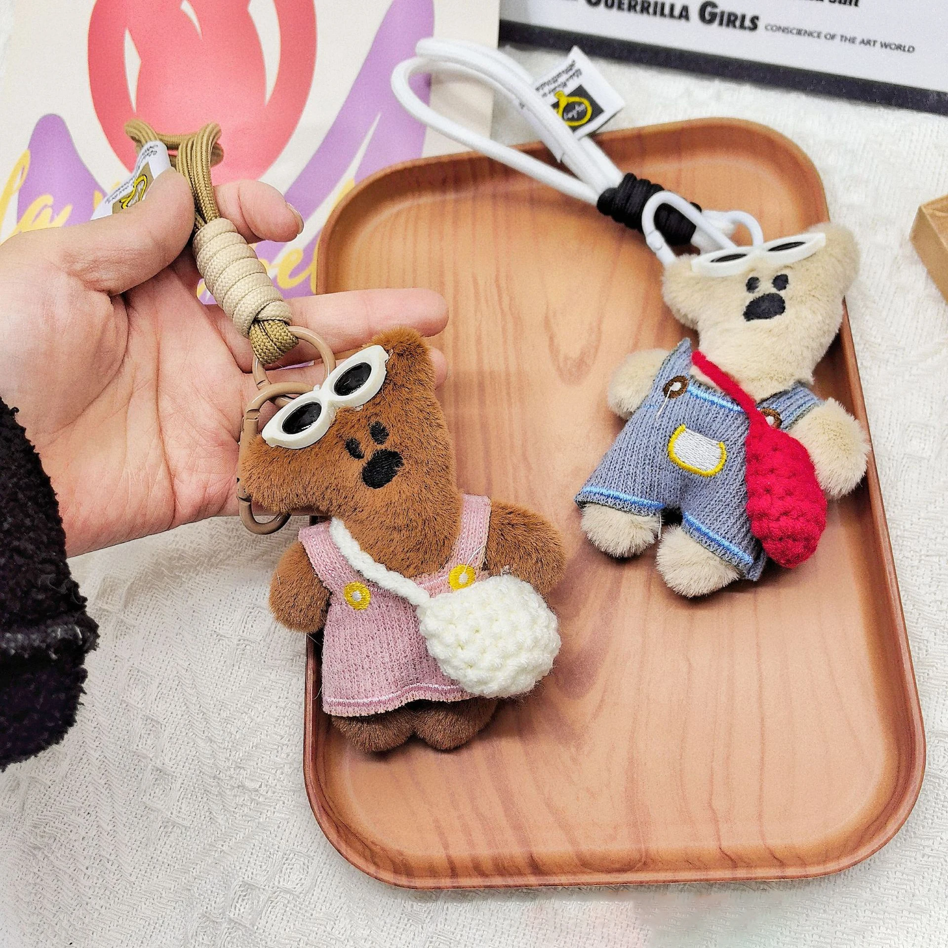 

Ladies' Bag Pendants New Cute Cartoon Plush Teddy Bear Kawaii Sweet Versatile Bag Accessories High-quality Keychains For Girl