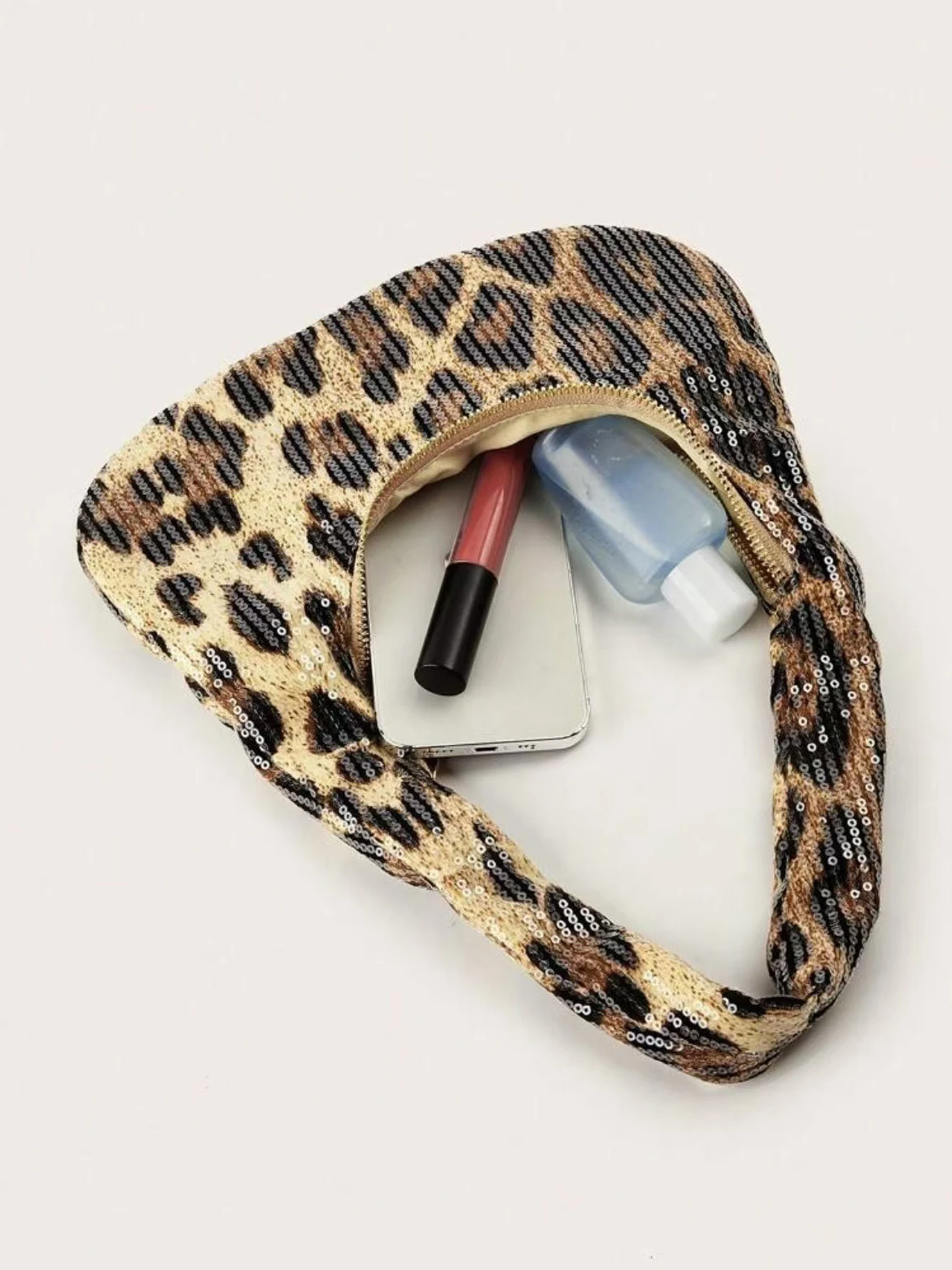 Sequin Leopard Print Evening Clutch for Women Stylish Underarm Hobo Bag Lady Shoulder Handbags for Parties and Casual Outings - view 4