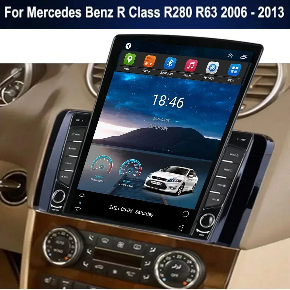 Pemutar Multimedia navigasi GPS Radio Mobil layar Tesla Android 13 untuk Mercedes Benz R Class W251 R280 R300 R320 R350 R63 2006 +