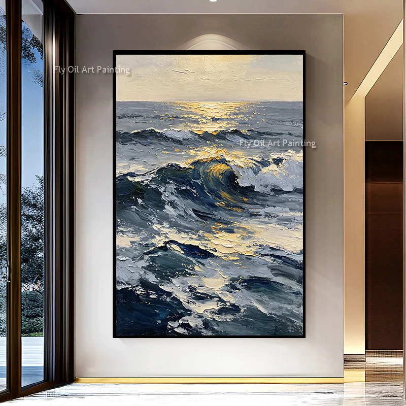 100-hand-painted-ocean-wave-seascape-oil-painting-palette-knife-textured-golden-sunlight-sea-canvas-art-modern-wall-decor