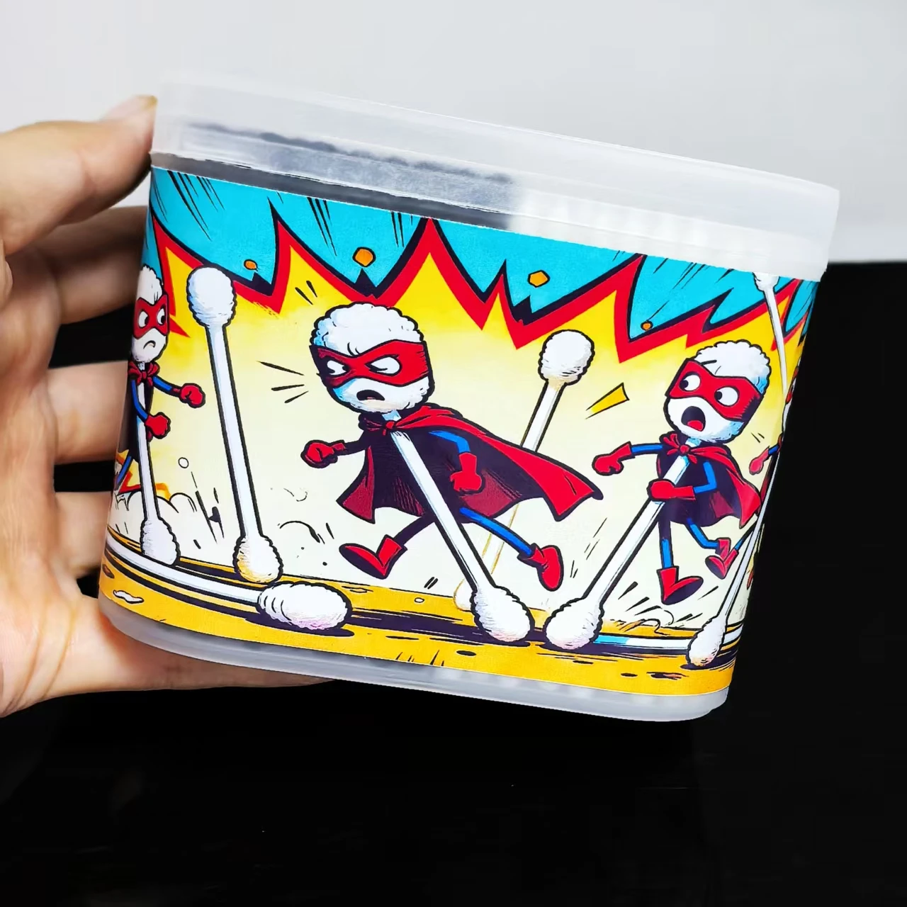 300개 흑백 양면 이중 색상 박스 포장 면봉, 창의적인 패턴이 있는 성인용 면봉