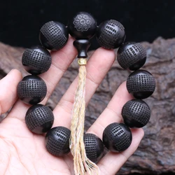 Genuine Natural Black Wooden Beads Tibetan Ebony 20mm mm Prayer Wheel Bracelet Men's Classic