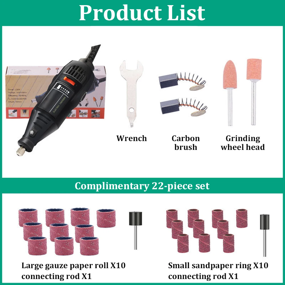 Mini Electric Drill Engraving Machine Rotary Tool Polishing and Sanding Machine Adjustable Speed Electric Engraving Knife 130W