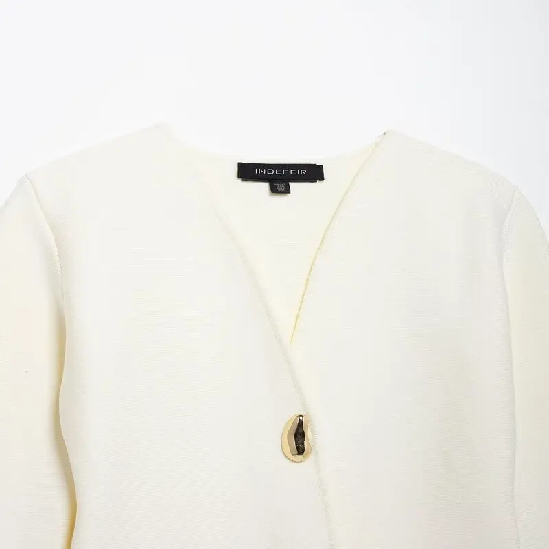 Lente 2025, dames gebreid lang Sve V-Ne Jaet Veelzijdig Quali Simplici Nieuwe collectie Woon-werk Sle Normale lengte