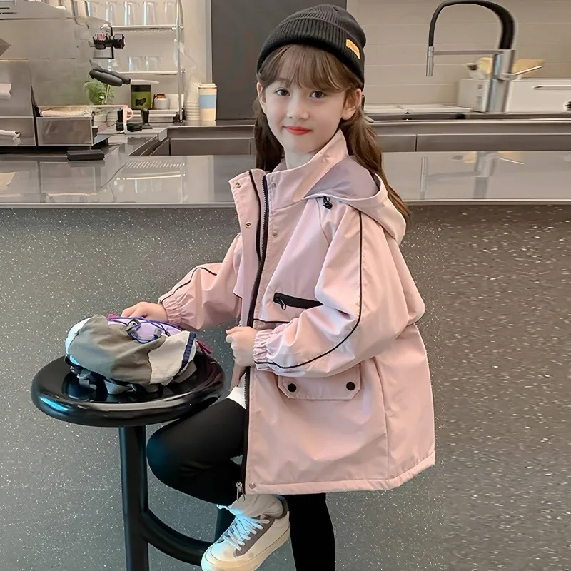 

Kids' Waterproof Windproof Jacket 2025 New Style Stylish Girls' Outdoor Coat for Children 110-160cm Spring Autumn Jacket