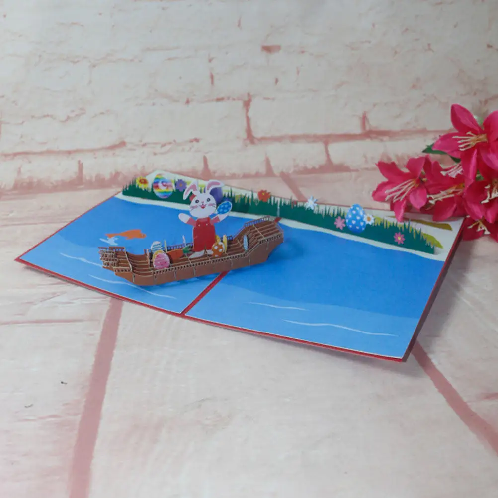 

3D-открытка в форме кролика, поздравительная открытка на Пасху, легкая и портативная, с пустым местом для персонализированных пожеланий, праздничный подарок.