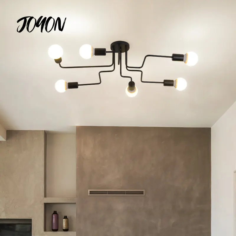 

Loft Black Northern Europe Kitchen Modern Chandelier Led E27 Decoration Lamp Fixtures for Living Room Home Bedroom Cafe