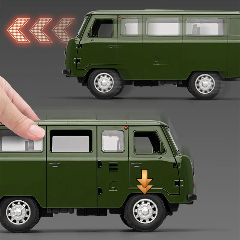 1/18 UAZ voyageur alliage Van modèle de voiture moulé sous pression en métal véhicules tout-terrain modèle de voiture Simulation son lumière Collection enfants jouet cadeau