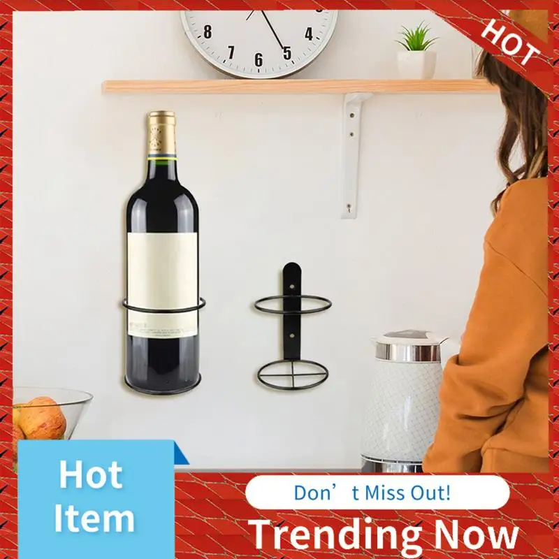 24-Hour Delivery Office Home Kitchen Bar Cabinet Wall Mounted Metal Wine Rack 6Pcs Black Easy To Install