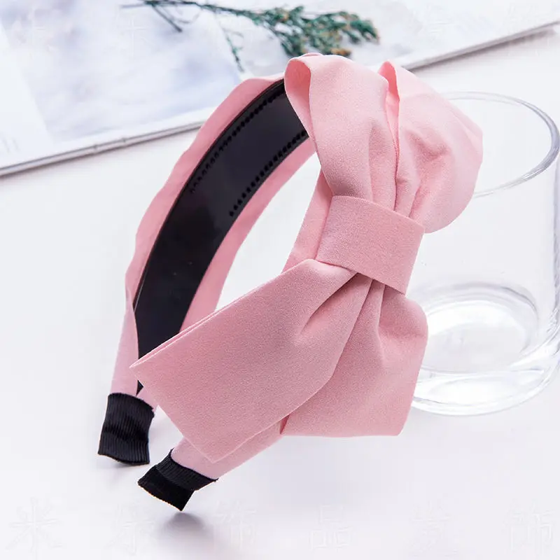 Wine Red Stylish Headbands for Women Korean Hairband Women\'s  New Vintage Bow Wide Edge Headband Hairpin Hairpin Jewelry