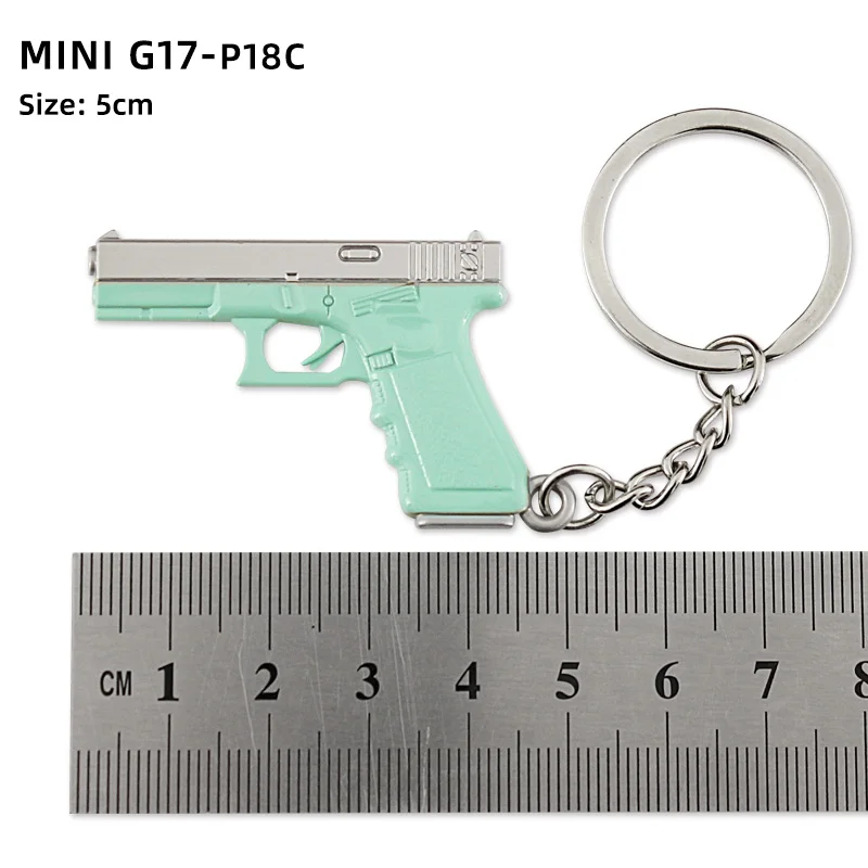 Tot Gun Keychain Alloy Weapon G17 P18C Mini Full Metal Model Game Periphery Light Key Chain Pistol Toy Birthday Gifts for kids